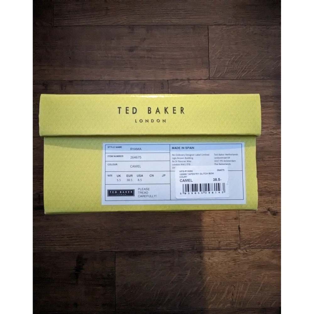 Ted‎ Baker Ryana Tapestry Pointed Toe Bow Pump Camel US Size 8.5